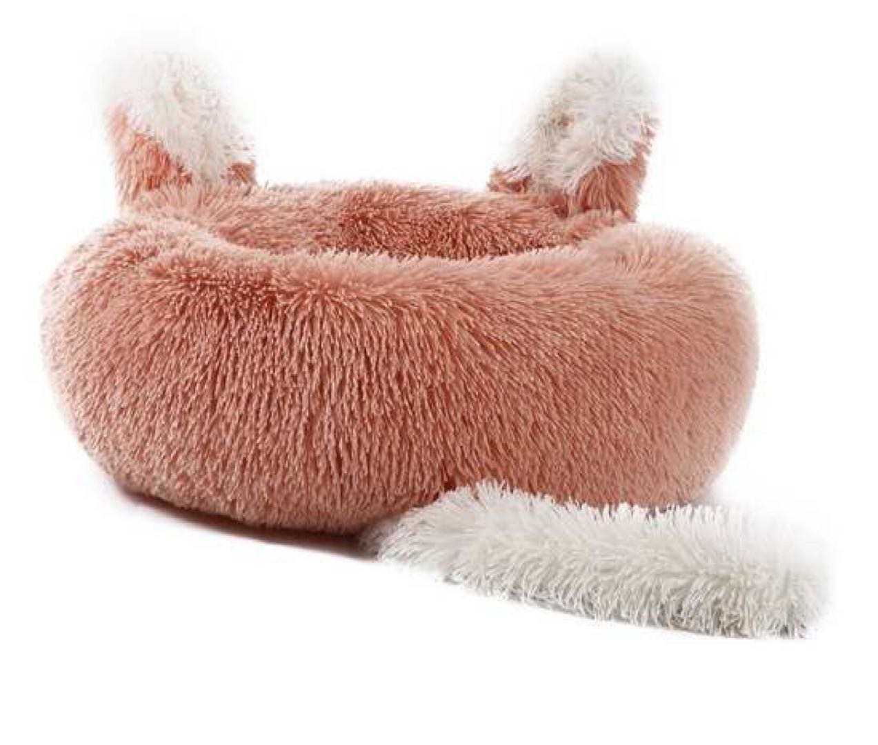 Plush Pet Bed with Ears & Tail – Soft Cozy Bed for Cats & Small Dogs